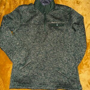 Eddie Bauer Men's Marled Green 1/4 Zip Fleece Pullover Sweater Size Small